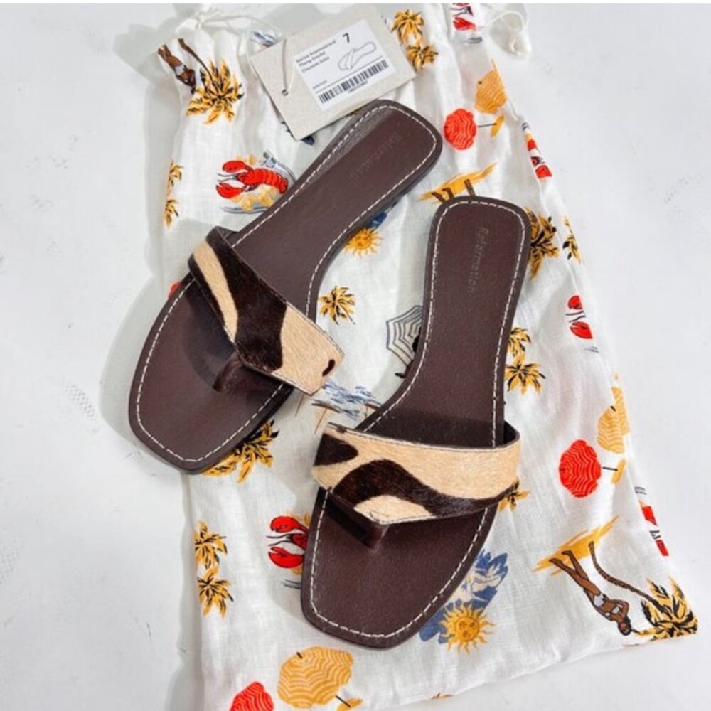 Reformation Brown and Tan Slide Sandals